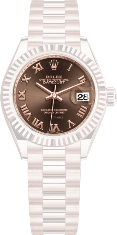 Rolex,Lady-Datejust 28mm,28mm,Rose Gold,Brown,Automatic,Day,55hours,279175,279175-0014