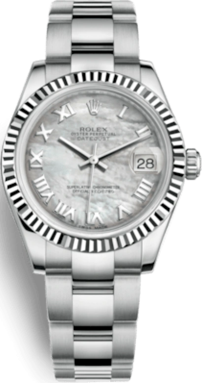Rolex,Datejust 31 31mm,31mm,White Gold,Stainless Steel,White,Automatic,Day,48hours,178274,178274-0072