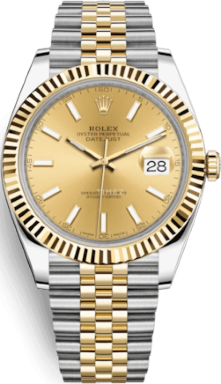 Rolex,Datejust 41 41mm,41mm,Yellow Gold,Stainless Steel,Champagne,Automatic,Day,70hours,126333,126333-0010