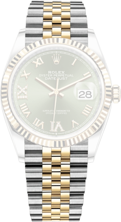 Rolex,Datejust 36 36mm,36mm,Yellow Gold,Oystersteel,Olive Green,Automatic,Day,70hours,126233,126233-0025