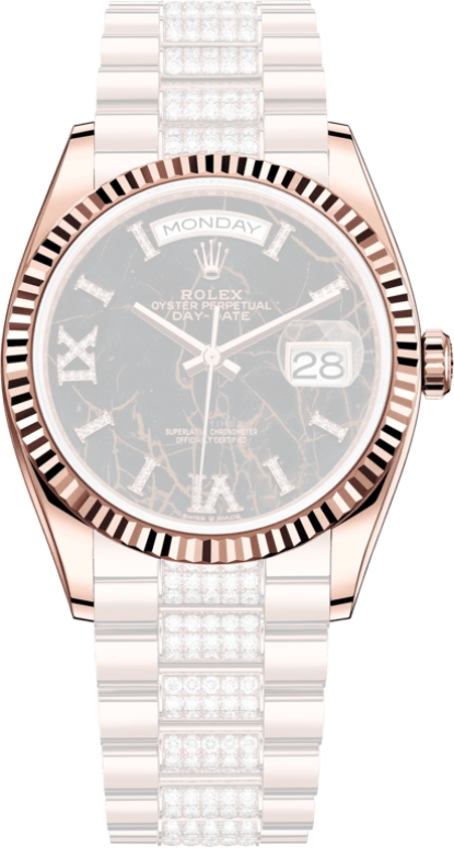 Rolex,Day-Date 36 36mm,36mm,Rose Gold,Black,Automatic,Date,Day,128235,128235-0042