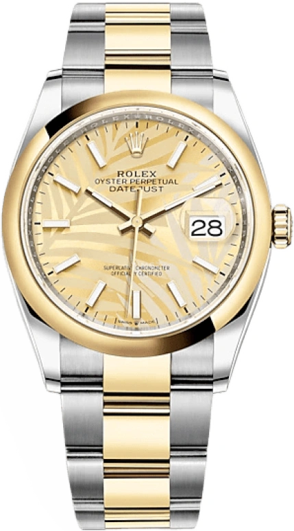 Rolex,Datejust 36 36mm,36mm,Yellow Gold,Stainless Steel,Champagne,Automatic,Day,70hours,126203,126203-0038