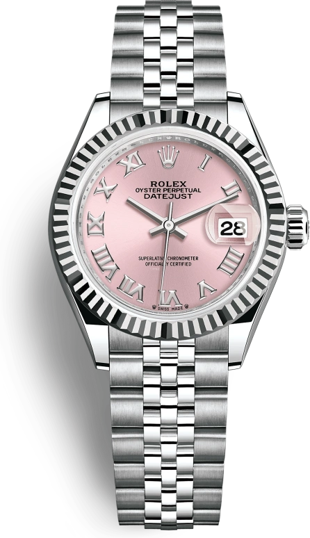 Rolex,Lady-Datejust 28mm,28mm,White Gold,Stainless Steel,Pink,Automatic,Day,55hours,279174,279174-0017