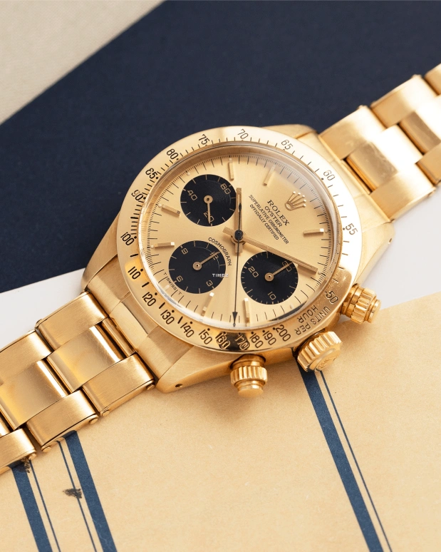 Rolex,Daytona 36mm,36mm,Yellow Gold,Black,Gold,Handwound,Chronograph,48hours,6265,6265-Oyster YG