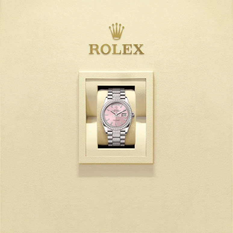 Rolex,Day-Date 36 36mm,36mm,White Gold,Pink Red,Automatic,Date,Day,128349RBR,128349RBR-0054