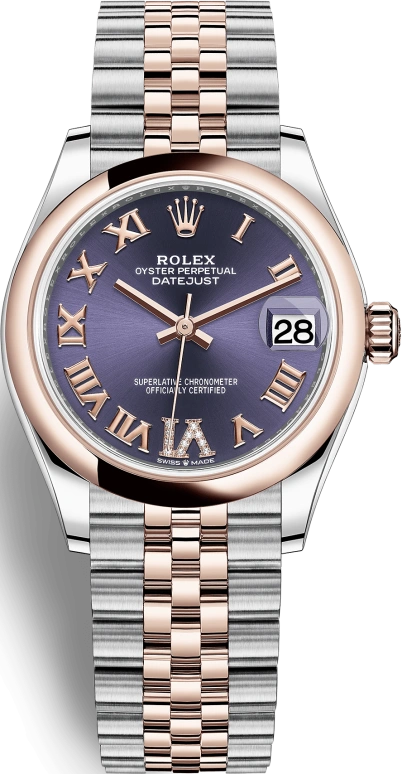 Rolex,Datejust 31 31mm,31mm,Rose Gold,Stainless Steel,Purple,Automatic,Day,55hours,278241,278241-0020