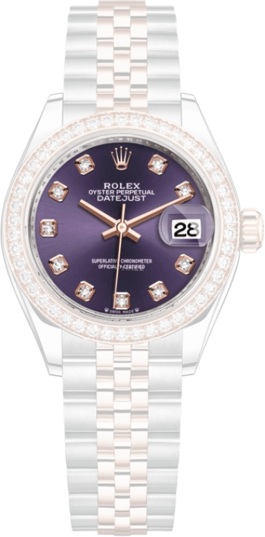 Rolex,Lady-Datejust 28mm,28mm,Rose Gold,Stainless Steel,Purple,Automatic,Day,55hours,279381RBR,279381RBR-0015
