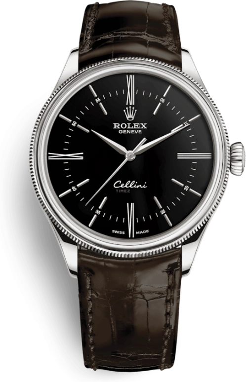 Rolex,Cellini 39mm,39mm,White Gold,Black,Automatic,48hours,In-house Caliber,50509,50509-0022