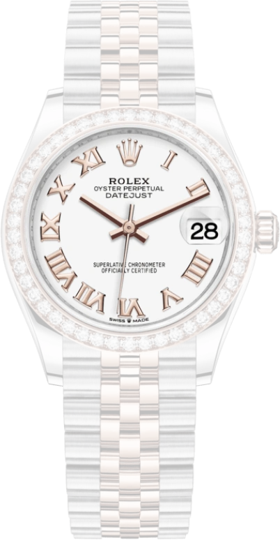 Rolex,Datejust 31 31mm,31mm,Rose Gold,Stainless Steel,White,Automatic,Day,55hours,278381RBR,278381RBR-0004