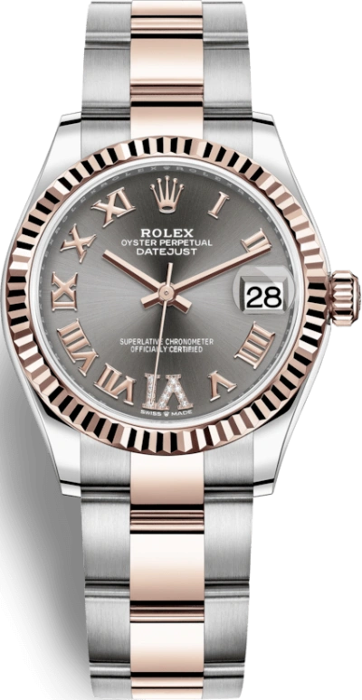 Rolex,Datejust 31 31mm,31mm,Rose Gold,Stainless Steel,Grey,Automatic,Day,55hours,278271,278271-0029