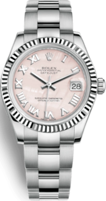 Rolex,Datejust 31 31mm,31mm,White Gold,Stainless Steel,Pink,Automatic,Day,48hours,178274,178274-0068