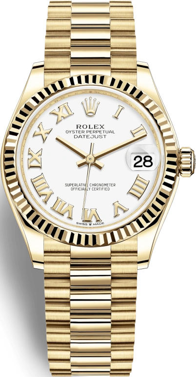 Rolex,Datejust 31 31mm,31mm,Yellow Gold,White,Automatic,Day,55hours,278278,278278-0020