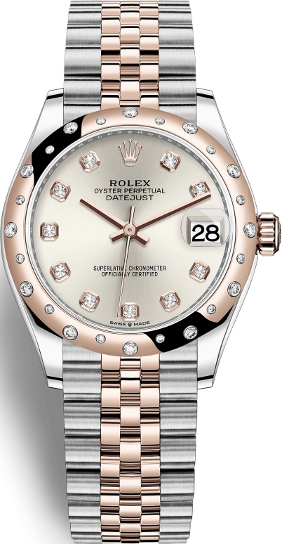 Rolex,Datejust 31 31mm,31mm,Rose Gold,Stainless Steel,Silver,Automatic,Day,55hours,278341RBR,278341RBR-0016