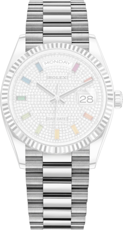 Rolex,Day-Date 36 36mm,36mm,White Gold,Silver,Automatic,Date,Day,128239,128239-0019