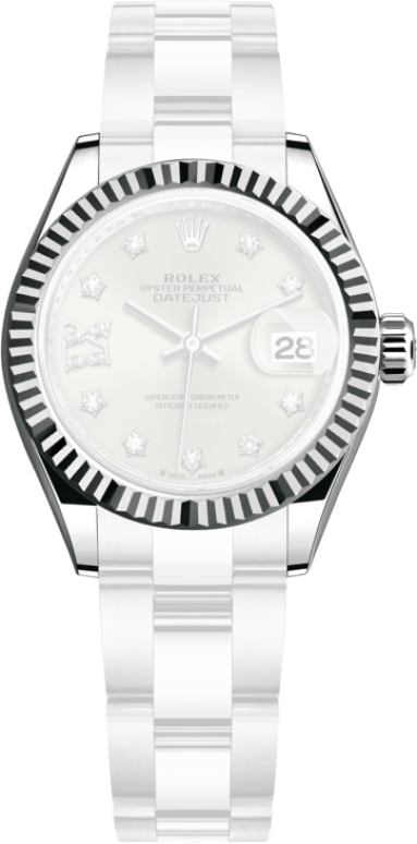Rolex,Lady-Datejust 28mm,28mm,White Gold,Stainless Steel,Silver,Automatic,Day,55hours,279174,279174-0022