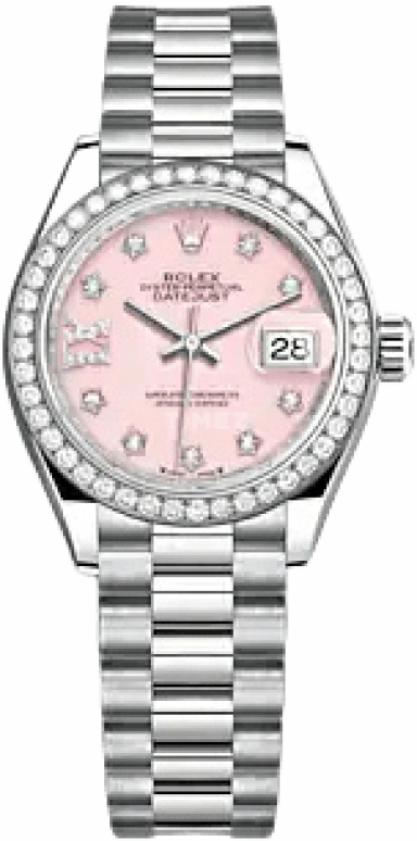 Rolex,Lady-Datejust 28mm,28mm,White Gold,Pink,Automatic,Day,55hours,279139RBR,279139RBR-0002