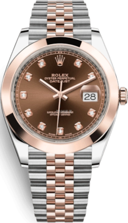 Rolex,Datejust 41 41mm,41mm,Rose Gold,Stainless Steel,Brown,Automatic,Day,70hours,126301,126301-0004