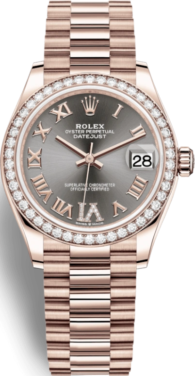 Rolex,Datejust 31 31mm,31mm,Rose Gold,Grey,Automatic,Day,55hours,278285RBR,278285RBR-0027