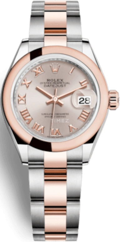 Rolex,Lady-Datejust 28mm,28mm,Rose Gold,Stainless Steel,Pink,Automatic,Day,55hours,279161,279161-0006