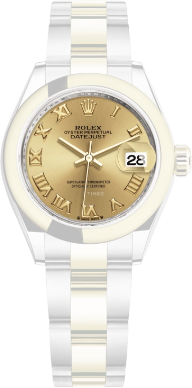 Rolex,Lady-Datejust 28mm,28mm,Yellow Gold,Oystersteel,Champagne,Automatic,Day,55hours,279163,279163-0010