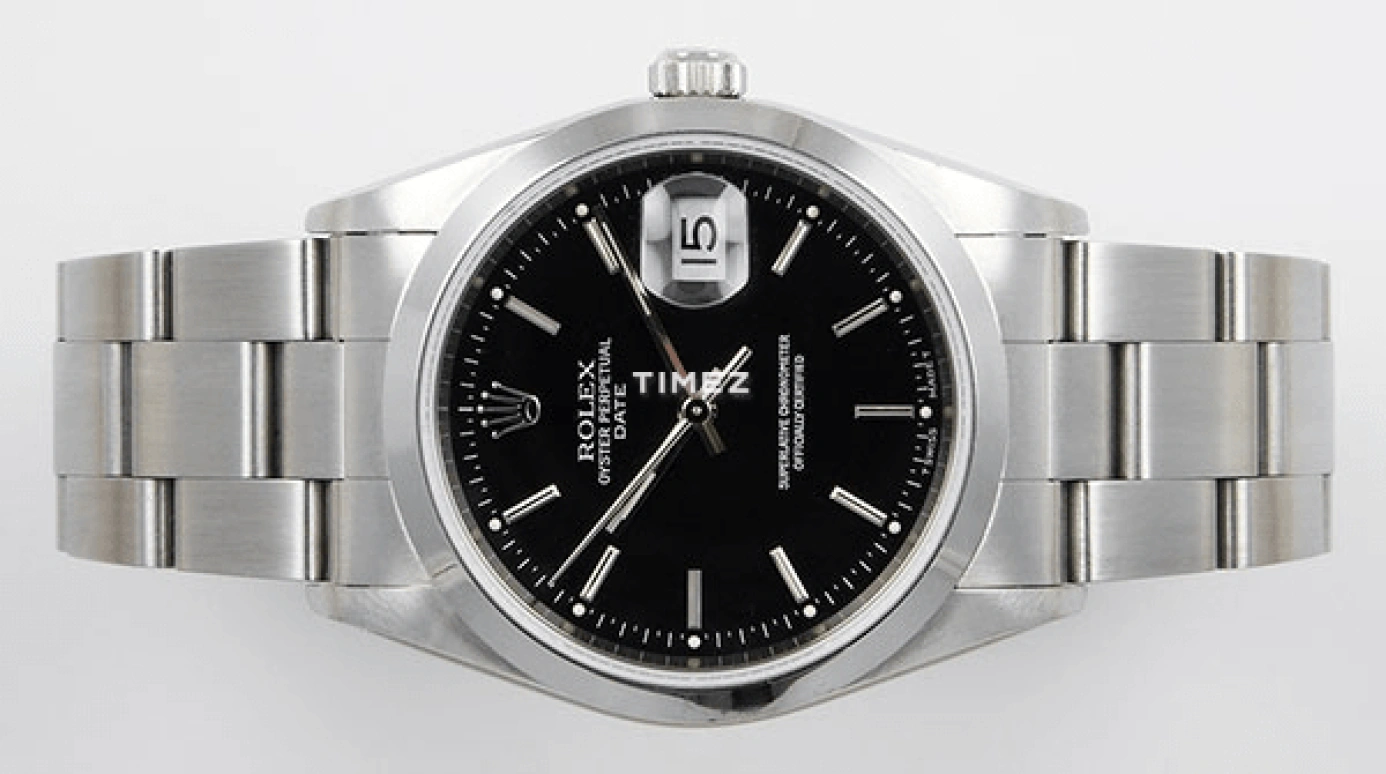Rolex,Date 34mm,34mm,Stainless Steel,Black,Automatic,Day,48hours,15200 Black
