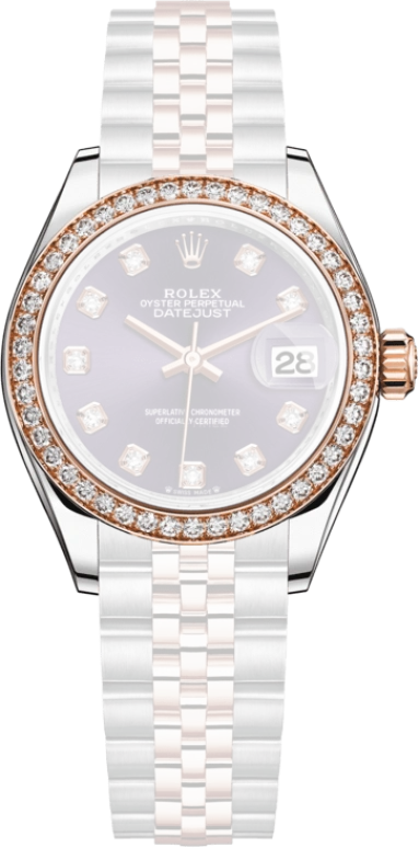 Rolex,Lady-Datejust 28mm,28mm,Rose Gold,Stainless Steel,Purple,Automatic,Day,55hours,279381RBR,279381RBR-0015