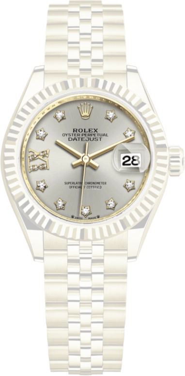 Rolex,Lady-Datejust 28mm,28mm,Yellow Gold,Silver,Automatic,Day,55hours,279178,279178-0004