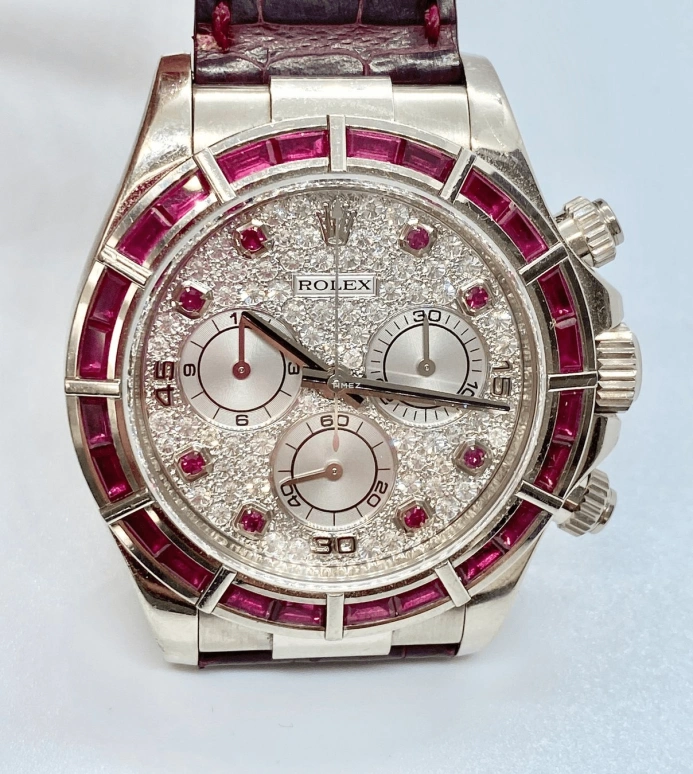 Rolex,Daytona 40mm,40mm,White Gold,Silver,Automatic,Chronograph,72hours,116589SALV Ruby Diamond