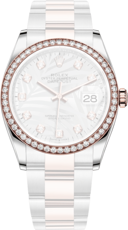 Rolex,Datejust 36 36mm,36mm,Oystersteel,Everose Gold,Silver,Automatic,Day,70hours,126281RBR,126281RBR-0026