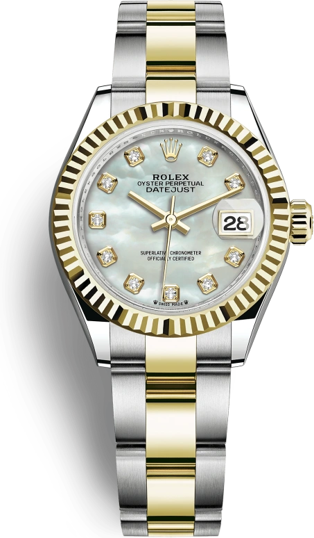 Rolex,Lady-Datejust 28mm,28mm,Yellow Gold,Stainless Steel,White,Automatic,Day,55hours,279173,279173-0014