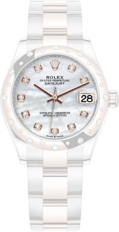 Rolex,Datejust 31 31mm,31mm,Rose Gold,Stainless Steel,White,Automatic,Day,55hours,278341RBR,278341RBR-0025