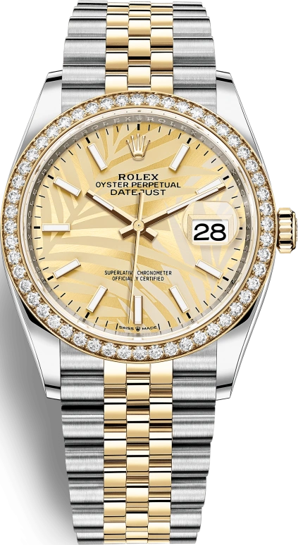 Rolex,Datejust 36 36mm,36mm,Yellow Gold,Stainless Steel,Champagne,Automatic,Day,70hours,126283RBR,126283RBR-0023