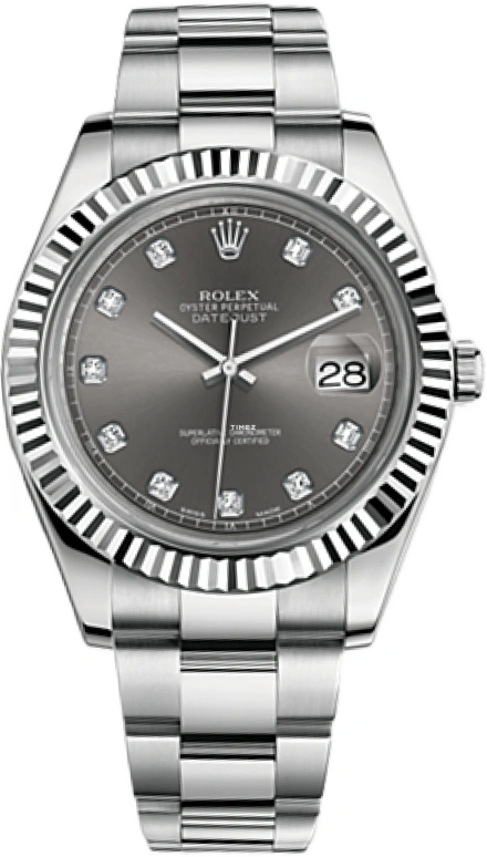 Rolex,Datejust II 41mm,41mm,White Gold,Oystersteel,Grey,Automatic,Day,48hours,116334,116334-0009