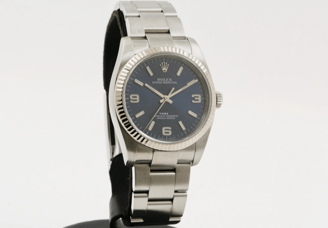 Rolex,Oyster Perpetual 36mm,36mm,Stainless Steel,White Gold,Blue,Automatic,48hours,In-house Caliber,116034,116034-0001