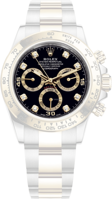 Rolex,Daytona 40mm,40mm,Yellow Gold,Stainless Steel,Black,Automatic,Chronograph,Column Wheel,116503,116503-0011