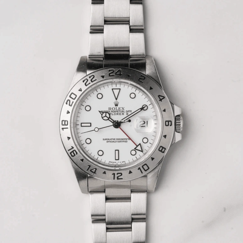 Rolex,Explorer II 40mm,40mm,Stainless Steel,White,Automatic,Day,Dule Time,16570,16570-0001