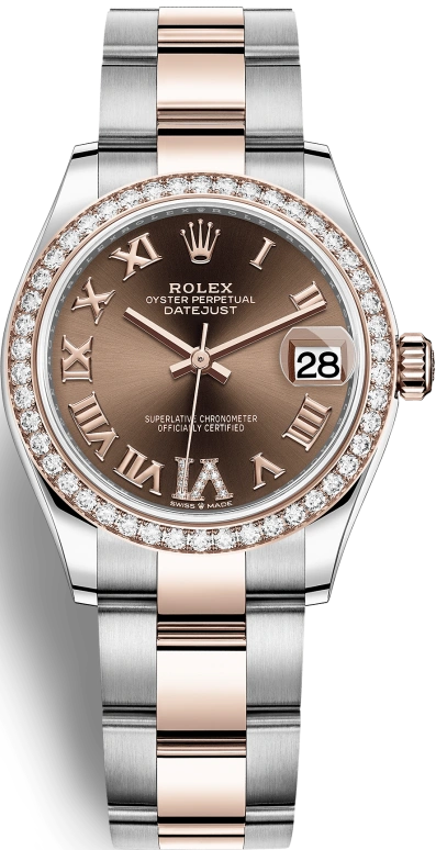 Rolex,Datejust 31 31mm,31mm,Rose Gold,Stainless Steel,Brown,Automatic,Day,55hours,278381RBR,278381RBR-0005