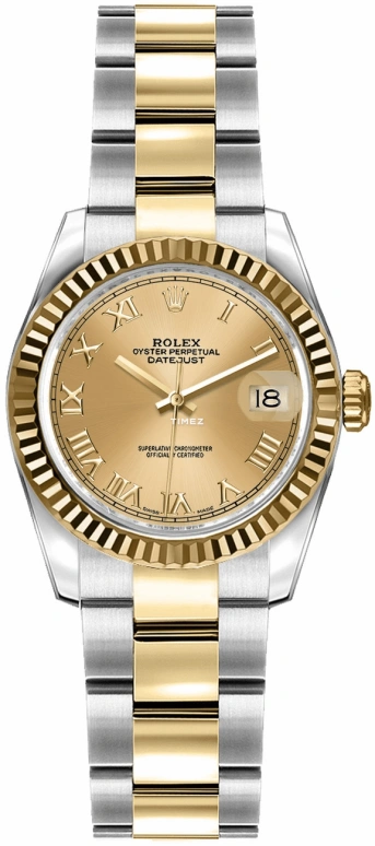 Rolex,Lady-Datejust 26mm,26mm,Yellow Gold,Oystersteel,Champagne,Automatic,Day,48hours,179173,179173-0186