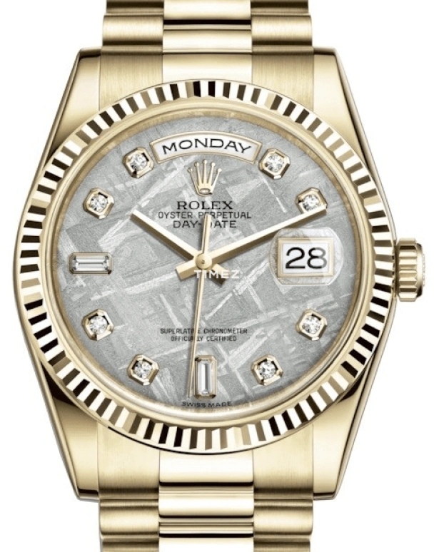 Rolex,Day-Date 36 36mm,36mm,Yellow Gold,Silver,Automatic,Date,Day,118238,118238-0119