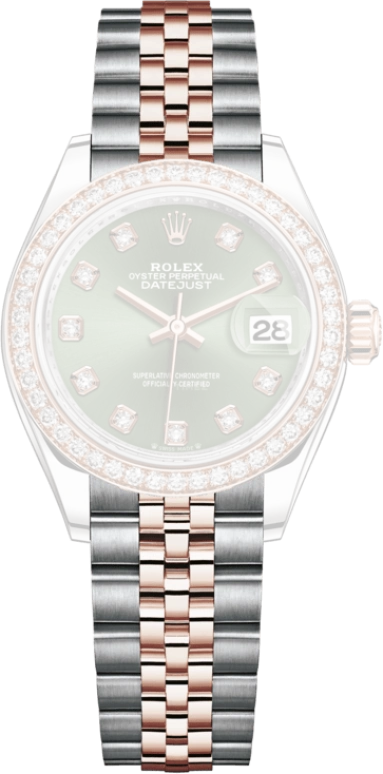 Rolex,Lady-Datejust 28mm,28mm,Everose Gold,Oystersteel,Green,Automatic,Day,55hours,279381RBR,279381RBR-0007