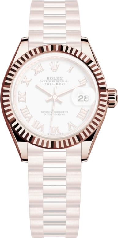 Rolex,Lady-Datejust 28mm,28mm,Everose Gold,White,Automatic,Day,55hours,279175,279175-0021