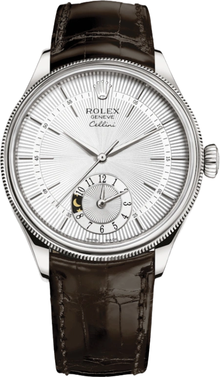 Rolex,Cellini 39mm,39mm,White Gold,Silver,Automatic,Dule Time,48hours,50529,50529-0009