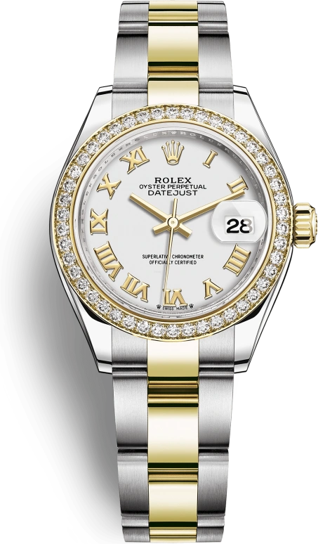Rolex,Lady-Datejust 28mm,28mm,Yellow Gold,Oystersteel,White,Automatic,Day,55hours,279383RBR,279383RBR-0024