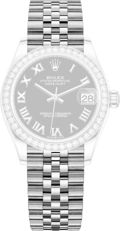 Rolex,Datejust 31 31mm,31mm,White Gold,Stainless Steel,Black,Automatic,Day,55hours,278384RBR,278384RBR-0002