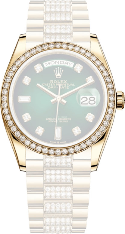 Rolex,Day-Date 36 36mm,36mm,Yellow Gold,Green,Automatic,Date,Day,Conor McGrego,128348RBR,128348RBR-0036