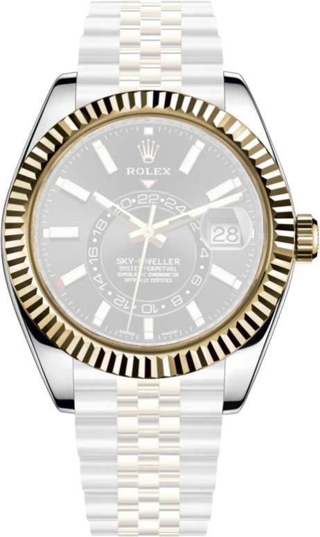 Rolex,Sky-Dweller 42mm,42mm,Yellow Gold,Stainless Steel,Black,Automatic,Annual Calendar,Month,Date,326933,326933-0005