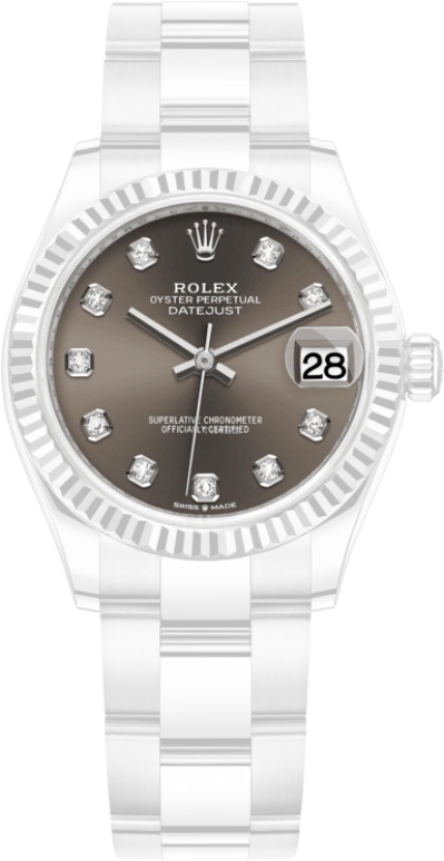 Rolex,Datejust 31 31mm,31mm,White Gold,Stainless Steel,Grey,Automatic,Day,55hours,278274,278274-0007