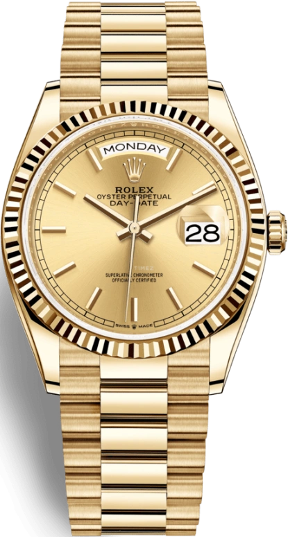 Rolex,Day-Date 36 36mm,36mm,Yellow Gold,Champagne,Automatic,Date,Day,128238,128238-0045