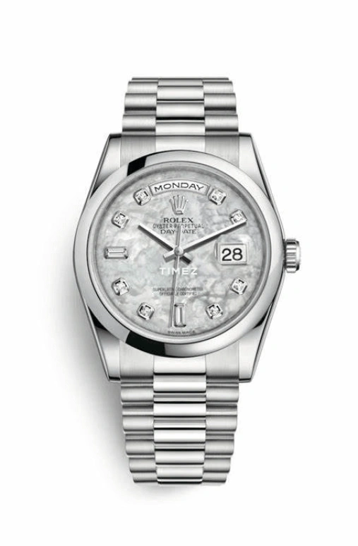 Rolex,Day-Date 36 36mm,36mm,Platinum,White,Automatic,Date,Day,118206,118206-0045