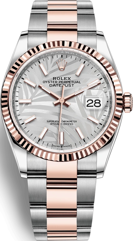 Rolex,Datejust 36 36mm,36mm,Rose Gold,Stainless Steel,Silver,Automatic,Day,70hours,126231,126231-0032